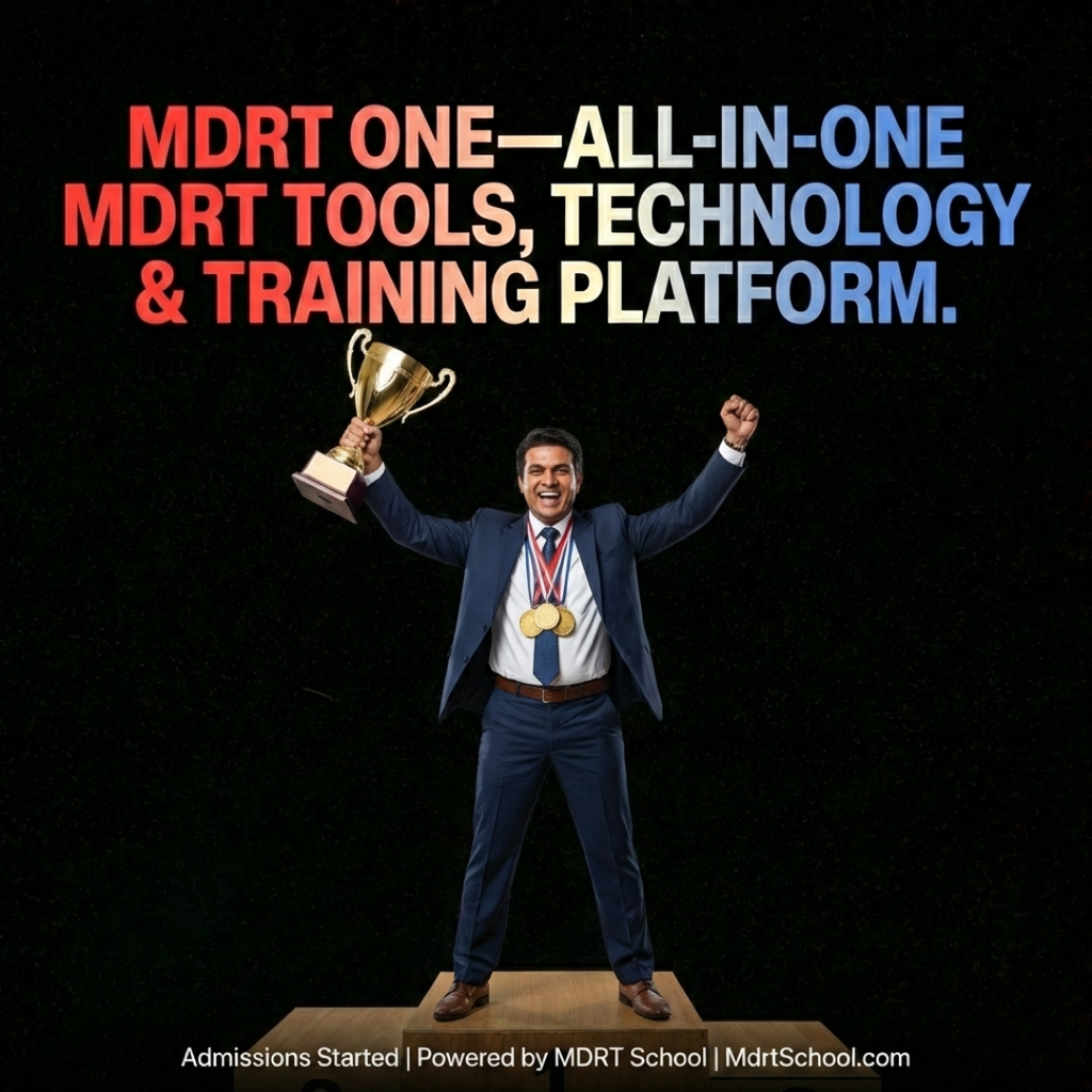 MDRT ONE "All-in-One MDRT Tools, Technology & Training Platform." "For MDRT-COT-TOT's and aspiring MDRT's